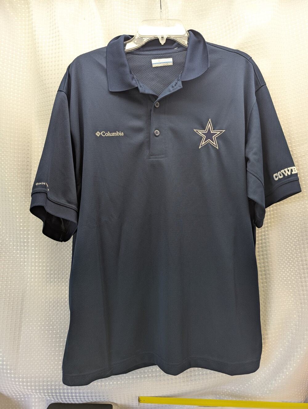 Columbia PFG Dallas Cowboys Polo Shirt Mens Medium Navy Omni-Shade NFL Golf...